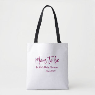 Tote Bag Futur maman baby shower nom date rose simple minim