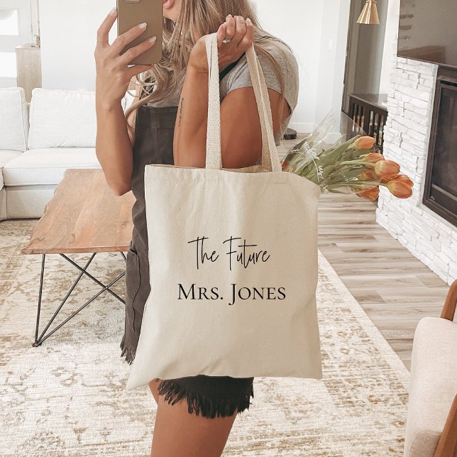 Tote Bag Futur Mme Cadeau de mariée personnalisée Nom perso (Créateur téléchargé)