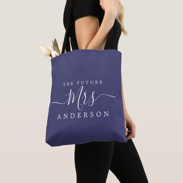 Tote Bag Futur Mme Chic Script Nom Personnalisé Mariée À Êt (De près)