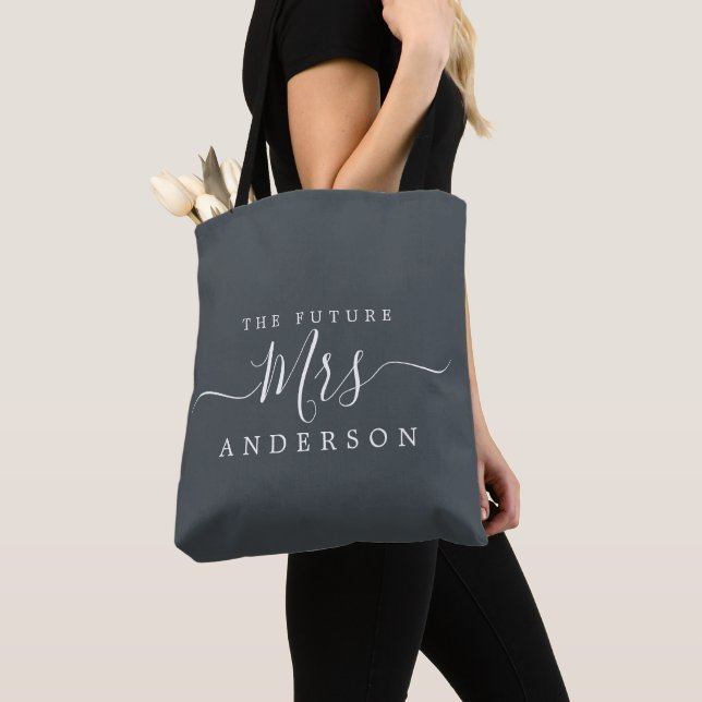 Tote Bag Futur Mme Chic Script Nom Personnalisé Mariée À Êt (De près)
