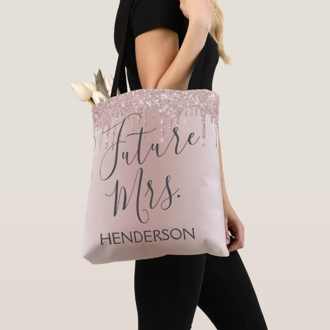 Tote Bag Futur Mme Rose Gold Blush Pink Sparkle Parties sci (De près)