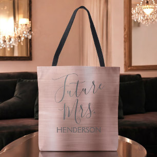 Tote Bag Futur Mme Rose Gold Blush Rose Moderne Metal