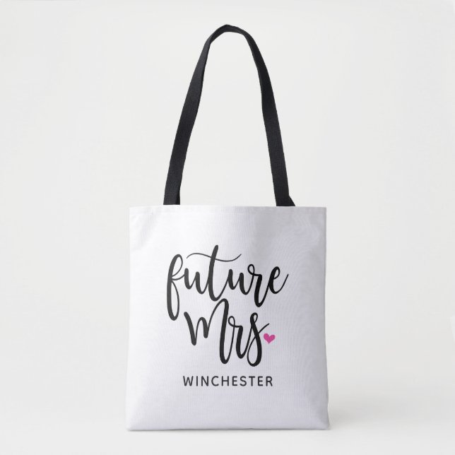 Tote Bag Futur Mme (Votre Nom) Script noir (Devant)