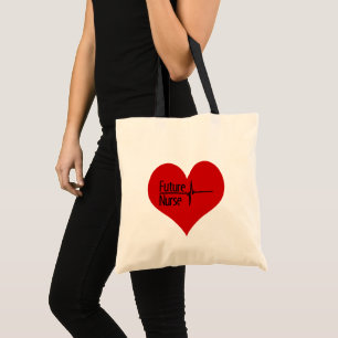 Tote Bag Future Infirmière Rouge ECG Cœur