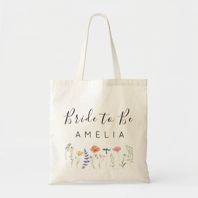 Tote Bag Future mariée Fleur de demoiselle d'honneur Nom  (Devant)