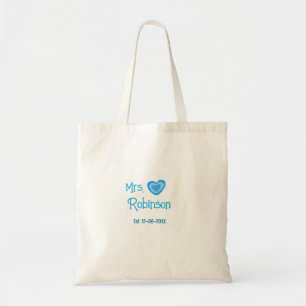 Tote Bag Future mariée Mme ajouter nom date aquarelle cœur
