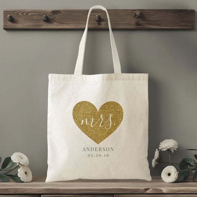 Tote Bag Future Mme au cœur d'or moderne (Créateur téléchargé)