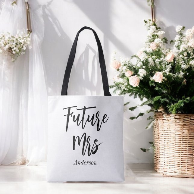 Tote Bag Future Mme Mariée Mariage Noir Blanc  (Créateur téléchargé)