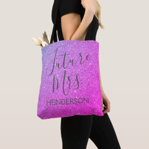 Tote Bag Future Mme Purple Pink Sparkle Glitter