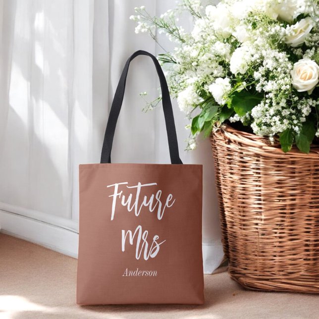 Tote Bag Future Mme Terracotta Mariée Marron Blanc  (Créateur téléchargé)