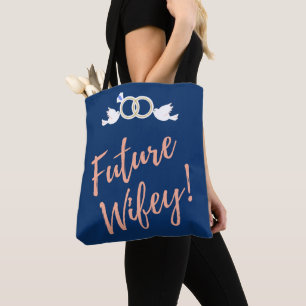 Tote Bag Future Wifey Love Birds en bleu profond
