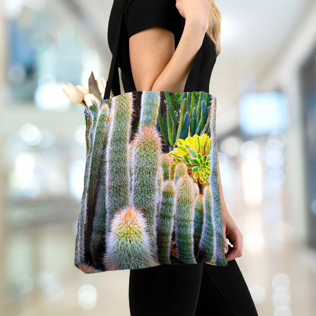 Tote Bag Fuzzy Green Cactus Succulent Photo Simple Moderne (Créateur téléchargé)