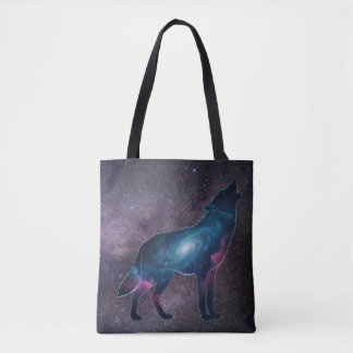 Tote Bag Galactic Howling Wolf Silhouett