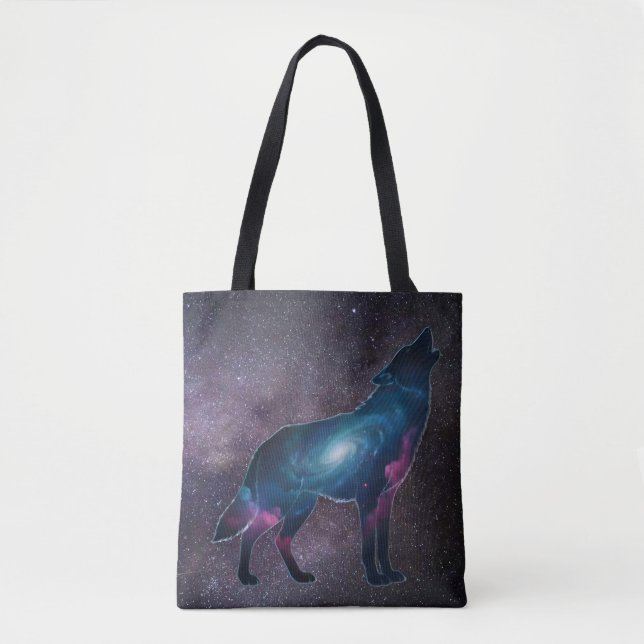 Tote Bag Galactic Howling Wolf Silhouett (Devant)