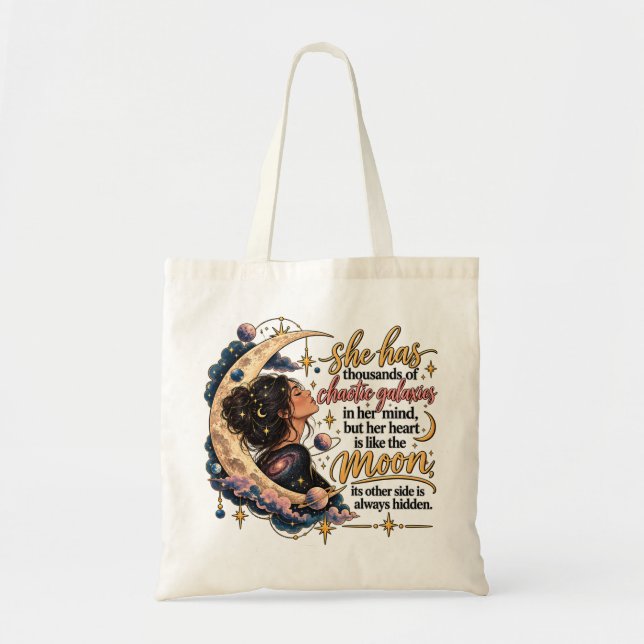 Tote Bag Galaxies Chaotiques Dans Son Esprit Lune Céleste (Devant)
