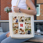 Tote Bag Galerie Monogrammée de 8 Photos Personnalisées<br><div class="desc">Personnalisez ce design avec 8 de vos photos préférées et un monogramme dans votre couleur préférée. Un mélange parfait de style et de sentimentalité. Idéal pour des cadeaux ou un usage quotidien.</div>
