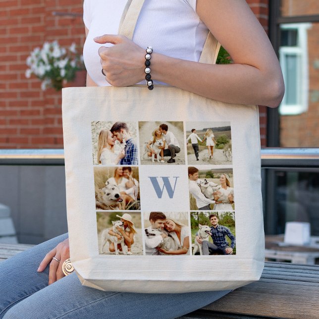 Tote Bag Galerie Monogrammée de 8 Photos Personnalisées (Créateur téléchargé)