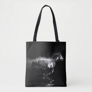 Tote Bag Galloping Pinto Horse and Smoke