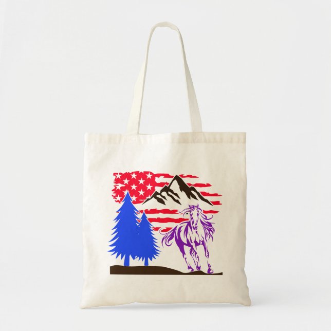 Tote Bag Galloping Wild Mountain Horse (Devant)