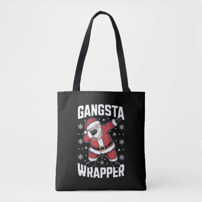Tote Bag Gangsta Wrapper Dabbing Père Noël Noël (Devant)