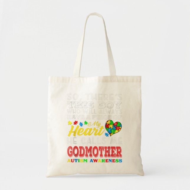 Tote Bag garçon, appel, marraine, autisme, conscience, (Devant)