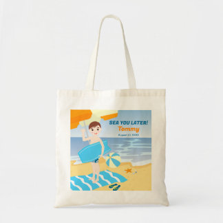 Tote Bag Garçon bodyboard amusement fête d'anniversaire pla