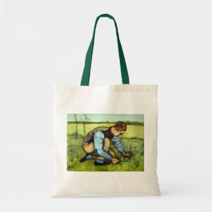 Tote Bag Garçon coupant de l'herbe avec une faucille par Vi