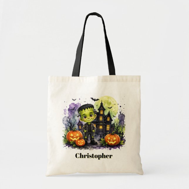 Tote Bag Garçon de Frankenstein mignon Anniversaire Hallowe (Devant)