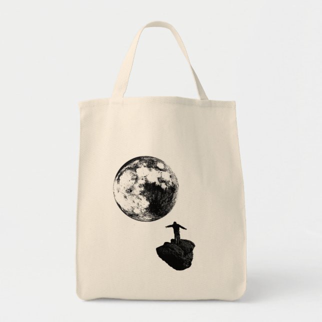 Tote Bag Garçon et la lune - noir (Devant)