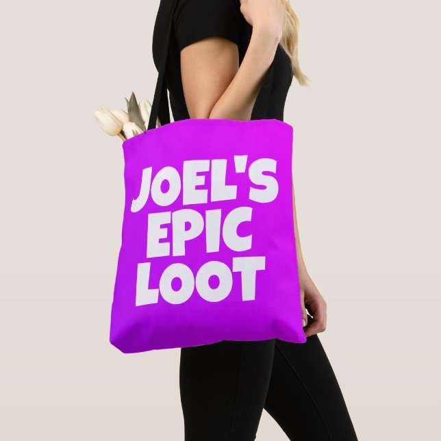 Tote Bag Garçons Anniversaire Epic Loot Gamer Neon Purple P (De près)