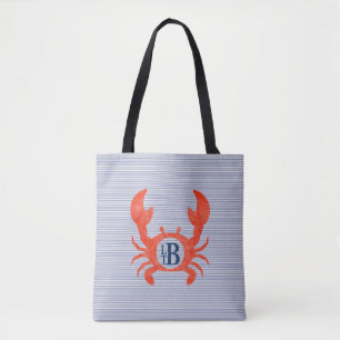 Tote Bag Garçons Aquarelle Crabe Monogramme Circle