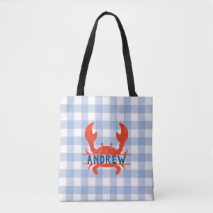 Tote Bag Garçons Aquarelle Crabe Nom du fractionnement