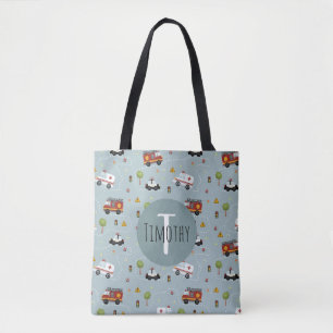 Tote Bag Garçons Cute Blue Transport Motif Enfants