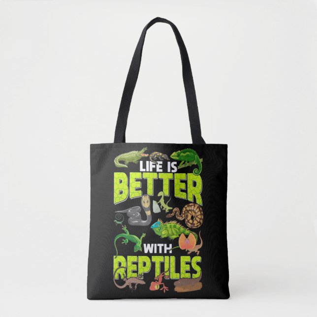 Tote Bag Garçons Filles Reptiles Lizard Gecko Dragon Porté (Devant)