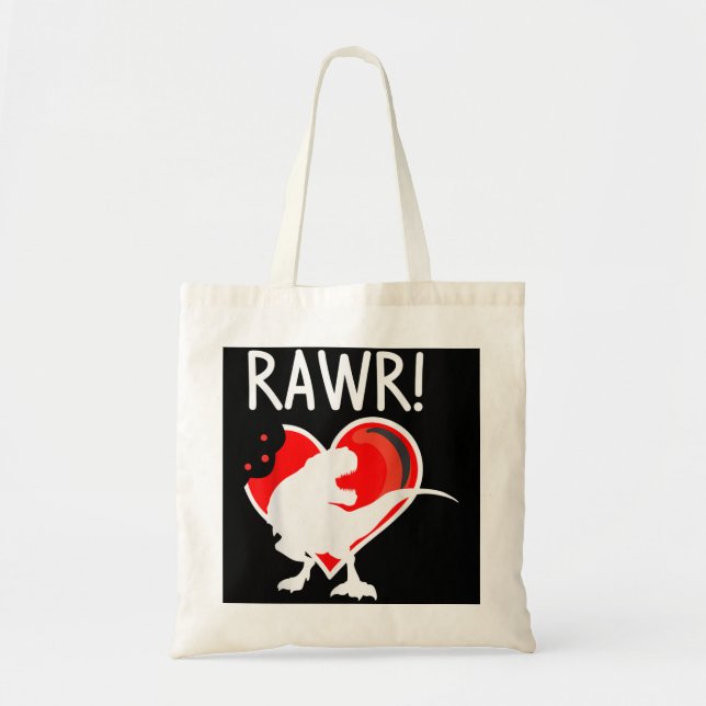 Tote Bag Garçons Valentines Jour Rawr Coeur Dinosaure T Rex (Devant)