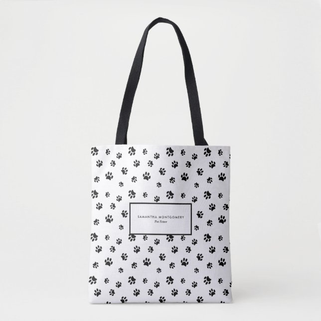 Tote Bag Garde d'animaux professionnelle Black Paw Prints (Devant)