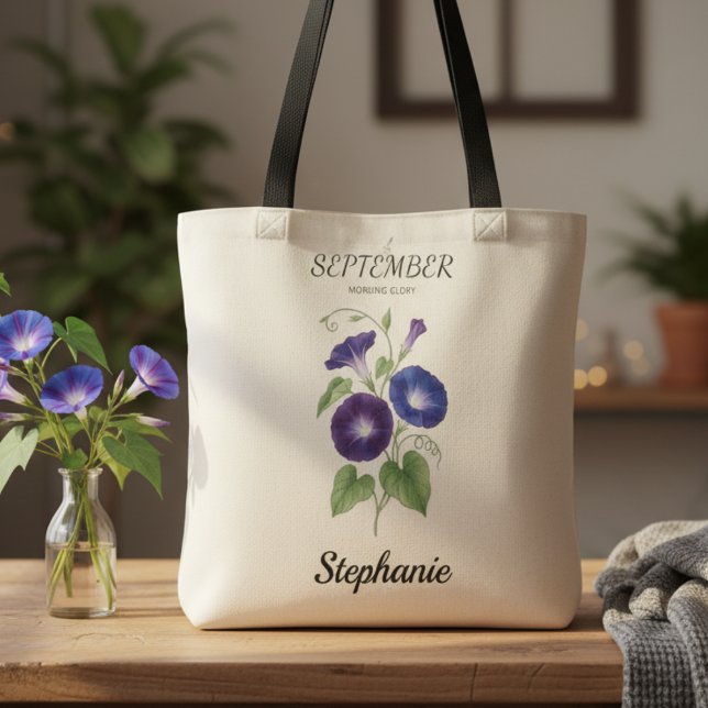 Tote Bag Garde de naissance florale de septembre matin (September birth month flower morning glory birthday tote bag)