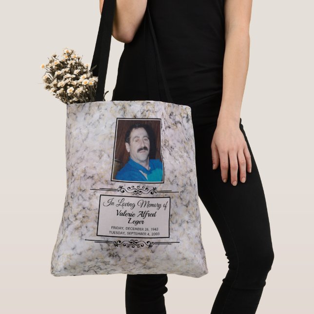 Tote Bag Garde-mémoire personnalisée marbrée (De près)