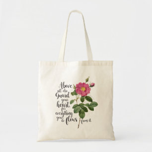 Tote Bag Garde ton coeur - Rose Vintage, Proverbes 4:23