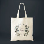 Tote Bag Garden Crest Floral Wedding<br><div class="desc">This elegant and chic morts bag feds the bride's new name,  surrounded by watercolored floral and leaves crest. Great to give as gift for the new bride-to-be This is part of our our "Garden Crest" wedding collection.</div>
