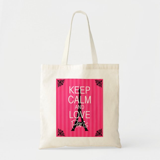 Tote Bag Gardez le calme et aimez Paris (Devant)