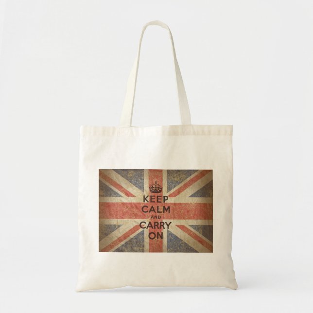 Tote Bag Gardez le calme et continuez avec le drapeau (Devant)