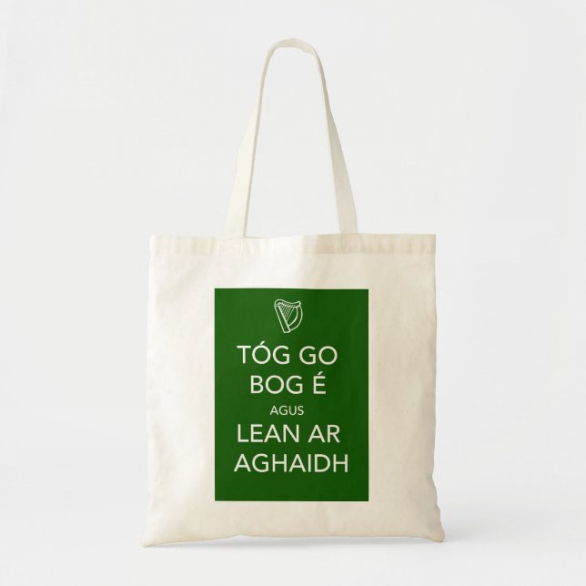 Tote Bag Gardez le calme et continuez l'irlandais (Devant)
