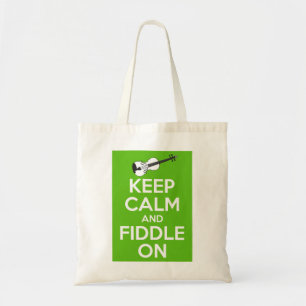 Tote Bag Gardez le calme et le violon sur (le vert)