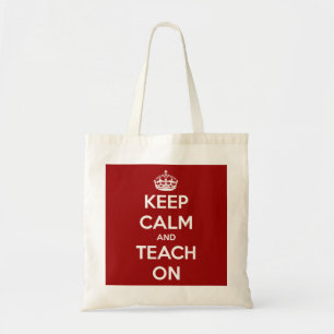 Tote Bag Gardez le calme et l'enseignez sur le budget rouge