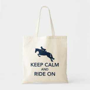 Tote Bag Gardez le calme et montez sur le bleu marine de