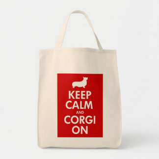 Tote Bag Gardez le corgi calme sur l'épicerie Fourre-tout
