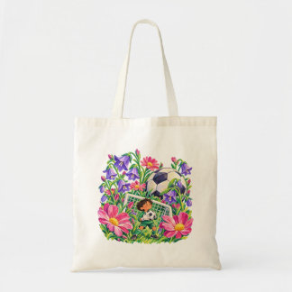 Tote Bag Gardien de but de football floral violet rose Cade