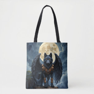 Tote Bag Gardien de la Lune – Le Loup aux Ailes Noires