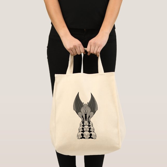 Tote Bag Gargoyle démon sur les crânes (Devant (produit))